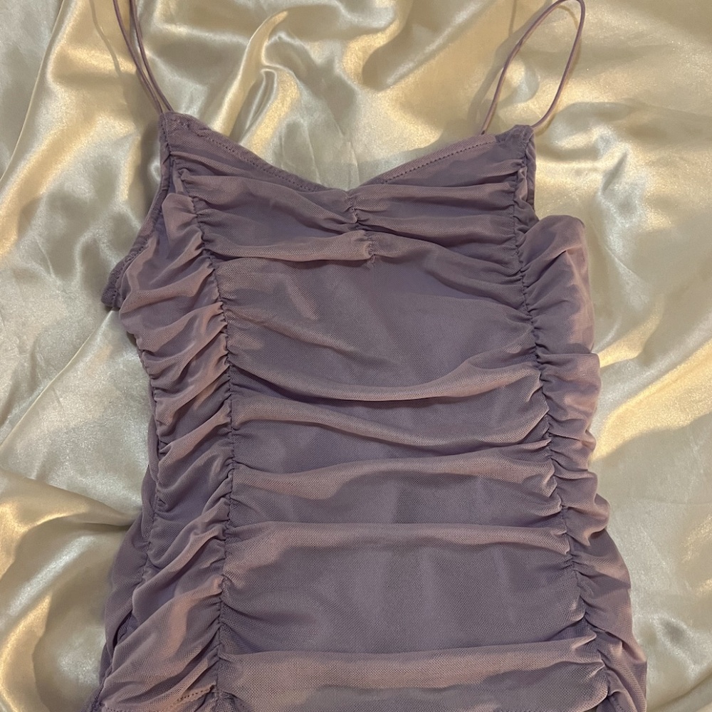 Crave Fame Spaghetti Strap Light Purple Cropped Blouse